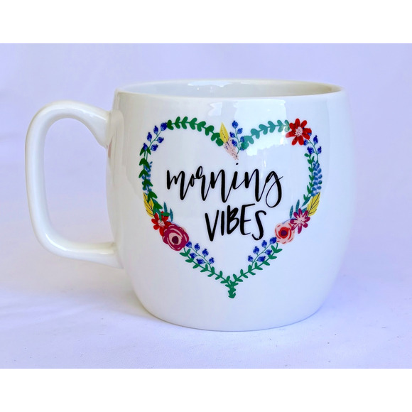 Opal House Morning Vibes Large Coffee Mug Floral Heart design - Picture 3 of 8